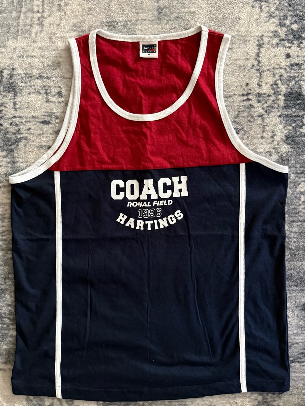 Vintage Hacker Active Red and Navy Men's Tank Top, M